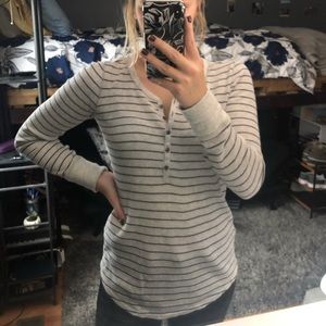 Striped thermal Henley long sleeve